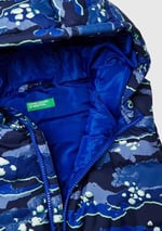 United Colors of Benetton Erkek Çocuk Lacivert Kamuflaj Fermuar Kapamalı Tamamı Desenli Kapüşonlu Yelek