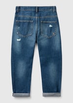 United Colors of Benetton Erkek Çocuk Denim Arka Cebi Logolu Yırtıklı Dört Cepli Denim Pantolon