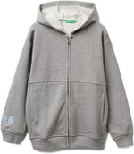United Colors of Benetton Erkek Çocuk Antrasit Melanj Baskılı Önü Fermuarlı Kapüşonlu Oversize Sweatshirt, 7-8 Yaş, 225A3J68C505G, Antrasit Melanj, erkek-çocuk