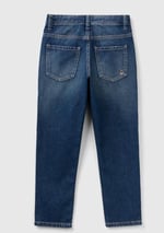 United Colors of Benetton Erkek Çocuk Koyu Denim Arkası Logo İşlemeli 5 Cepli Düz Kesim Denim Pantolon