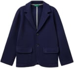 United Colors of Benetton Erkek Çocuk Lacivert Logo İşlemeli Yama Cepli Blazer Ceket