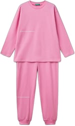 United Colors of Benetton Erkek Çocuk Pembe Logo Şeritli T-Shirt - Jogger Takım