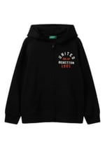 United Colors of Benetton Erkek Çocuk Pembe-Lila Önü Logo Detaylı Fermuarlı Kapüşonlu Sweatshirt, 225A3J68C505C - Seçenekler: 6-7 Yıl, 7-8 Yıl