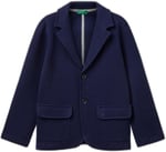United Colors of Benetton Erkek Çocuk Lacivert Logo İşlemeli Yama Cepli Blazer Ceket