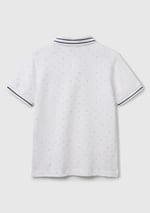 United Colors of Benetton Erkek Çocuk Beyaz Desenli Çizgili Polo T-Shirt