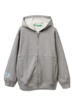 United Colors of Benetton Erkek Çocuk Antrasit Melanj Baskılı Önü Fermuarlı Kapüşonlu Oversize Sweatshirt, 7-8 Yaş, 225A3J68C505G, Antrasit Melanj, erkek-çocuk