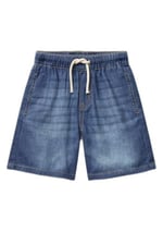 United Colors of Benetton Erkek Çocuk Koyu Denim Arka Cebi Logo İşlemeli Büzgü İpli Denim Bermuda Şort