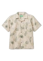 United Colors of Benetton Erkek Çocuk Desenli Keten Karışımlı Kısa Kollu Gömlek, 5OUGCQ03U