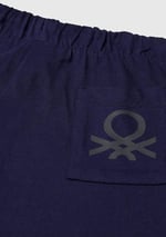 United Colors of Benetton Erkek Çocuk Lacivert Arka Cebi Logo Baskılı Beli İpli Şort
