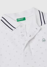 United Colors of Benetton Erkek Çocuk Beyaz Desenli Çizgili Polo T-Shirt