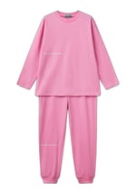 United Colors of Benetton Erkek Çocuk Pembe Logo Şeritli T-Shirt - Jogger Takım