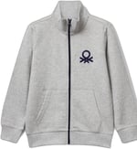United Colors of Benetton Erkek Çocuk Logolu Sweatshirt Sweatshirt, Gri Melanj, 7-8 Yaş