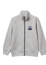 United Colors of Benetton Erkek Çocuk Logolu Sweatshirt Sweatshirt, Gri Melanj, 7-8 Yaş