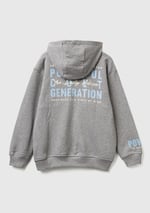 United Colors of Benetton Erkek Çocuk Antrasit Melanj Baskılı Önü Fermuarlı Kapüşonlu Oversize Sweatshirt, 7-8 Yaş, 225A3J68C505G, Antrasit Melanj, erkek-çocuk