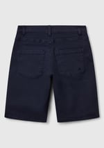 United Colors of Benetton Erkek Çocuk Lacivert Logo İşlemeli Denim Görünümlü Streç Bermuda Şort