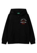 United Colors of Benetton Erkek Çocuk Pembe-Lila Önü Logo Detaylı Fermuarlı Kapüşonlu Sweatshirt, 225A3J68C505C - Seçenekler: 6-7 Yıl, 7-8 Yıl