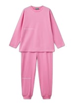 United Colors of Benetton Erkek Çocuk Pembe Logo Şeritli T-Shirt - Jogger Takım