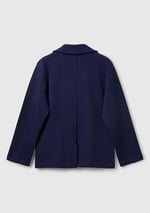 United Colors of Benetton Erkek Çocuk Lacivert Logo İşlemeli Yama Cepli Blazer Ceket