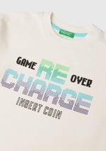 United Colors of Benetton Erkek Çocuk Ekru 3 Boyutlu Efektli Çok Renkli Baskılı Uzun Kollu T-Shirt