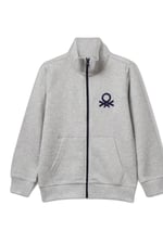 United Colors of Benetton Erkek Çocuk Logolu Sweatshirt Sweatshirt, Gri Melanj, 6-7 Yaş