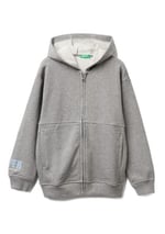 United Colors of Benetton Erkek Çocuk Antrasit Melanj Baskılı Önü Fermuarlı Kapüşonlu Oversize Sweatshirt, 7-8 Yaş, 225A3J68C505G, Antrasit Melanj, erkek-çocuk