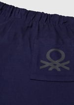 United Colors of Benetton Erkek Çocuk Lacivert Arka Cebi Logo Baskılı Beli İpli Şort