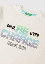 United Colors of Benetton Erkek Çocuk Ekru 3 Boyutlu Efektli Çok Renkli Baskılı Uzun Kollu T-Shirt