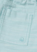 United Colors of Benetton Erkek Çocuk Toz Mavi Dokuma Kumaş Arka Cebi Logo İşlemeli Büzgü İpli Bermuda Şort