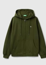 United Colors of Benetton Erkek%100 Pamuk Dar Kesim Fermuarlı Kapüşonlu Sweatshirt