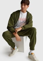 United Colors of Benetton Erkek%100 Pamuk Dar Kesim Fermuarlı Kapüşonlu Sweatshirt