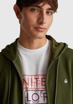 United Colors of Benetton Erkek%100 Pamuk Dar Kesim Fermuarlı Kapüşonlu Sweatshirt