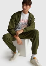 United Colors of Benetton Erkek%100 Pamuk Dar Kesim Fermuarlı Kapüşonlu Sweatshirt