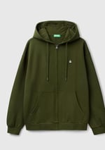 United Colors of Benetton Erkek%100 Pamuk Dar Kesim Fermuarlı Kapüşonlu Sweatshirt