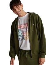United Colors of Benetton Erkek%100 Pamuk Dar Kesim Fermuarlı Kapüşonlu Sweatshirt