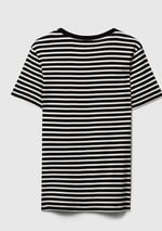 United Colors of Benetton Kadın Mor Mix%100 Pamuk Sol Altı Logolu Çizgili Yuvarlak Yaka T-Shirt