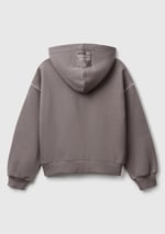 United Colors of Benetton Kız Çocuk Antrasit Kontrastlı Logo Etiketli Kapüşonlu Fermuarlı Oversize Sweatshirt