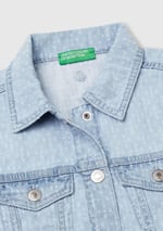 United Colors of Benetton Kız Çocuk Denim Logo İşleme Detaylı Düğmeli Önü Cepli Denim Yelek, Denim