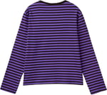 United Colors of Benetton Kız Çocuk Koyu Gri Etek Ucu Logo Etiketli Önü Fotoğraf Baskılı Çizgili T-Shirt