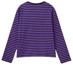 United Colors of Benetton Kız Çocuk Koyu Gri Etek Ucu Logo Etiketli Önü Fotoğraf Baskılı Çizgili T-Shirt