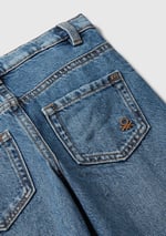 United Colors of Benetton Kız Çocuk Koyu Mavi Logo İşleme Detaylı Paçası Kıvrık Wide Fit Denim Pantolon, 225A488PGE02O - Seçenekler: 4-5 Yıl, 5-6, 18 Ay