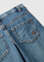 United Colors of Benetton Kız Çocuk Koyu Mavi Logo İşleme Detaylı Paçası Kıvrık Wide Fit Denim Pantolon, 225A488PGE02O - Seçenekler: 4-5 Yıl, 5-6, 18 Ay