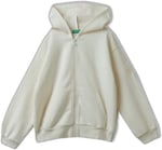 United Colors of Benetton Kız Çocuk Krem Pamuk Karışımlı Payet Logolu Kapşonlu Sweatshirt