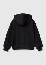 United Colors of Benetton Kız Çocuk Krem Pamuk Karışımlı Payet Logolu Kapşonlu Sweatshirt