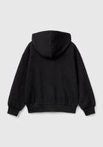 United Colors of Benetton Kız Çocuk Krem Pamuk Karışımlı Payet Logolu Kapşonlu Sweatshirt