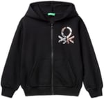 United Colors of Benetton Kız Çocuk Krem Pamuk Karışımlı Payet Logolu Kapşonlu Sweatshirt