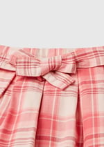 United Colors of Benetton Kız Çocuk Lila Mix Beli Fiyonk Detaylı Pileli Kareli Etek