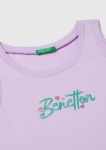 United Colors of Benetton Kız Çocuk Lila Simli Benetton Logo Baskılı Atlet