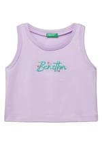 United Colors of Benetton Kız Çocuk Lila Simli Benetton Logo Baskılı Atlet