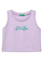 United Colors of Benetton Kız Çocuk Lila Simli Benetton Logo Baskılı Atlet