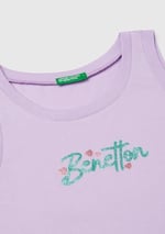 United Colors of Benetton Kız Çocuk Lila Simli Benetton Logo Baskılı Atlet
